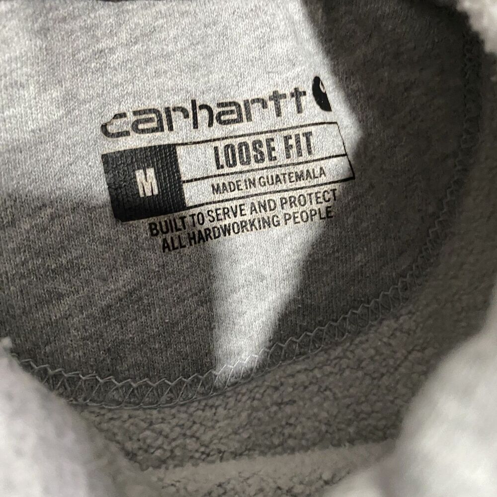 Carhartt Pull Over Hoodie Geay Mens Medium Loose Fit Utility Workwear - Picture 2 of 6